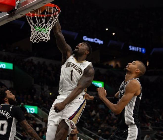 錫安兩雙力挽狂瀾，文班亞馬空砍16+16+4封蓋，馬刺不敵西部倒一